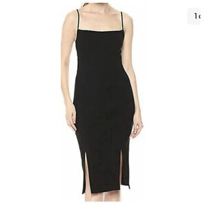 Black Halo Black Sleeveless Double Split Cris's-Cross‎ Back Sheath Dress